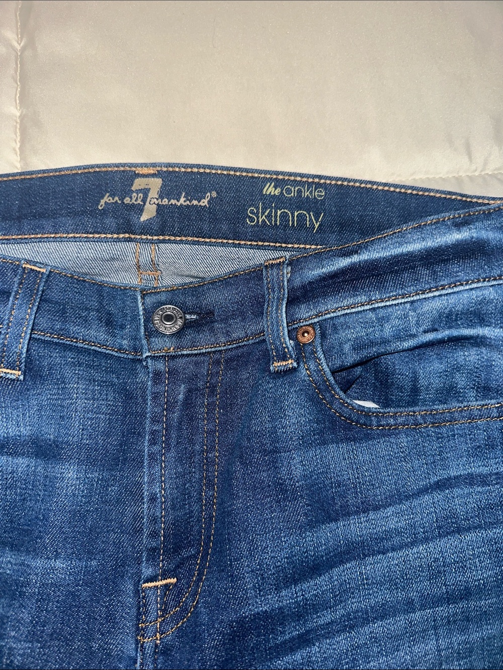 7 For All Mankind Ankle Skinny Jeans in Classic Blue Wash